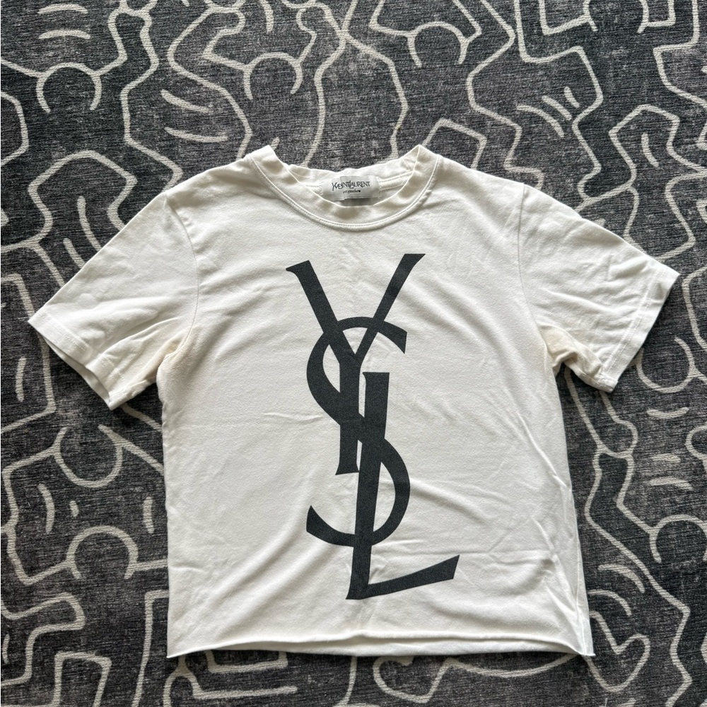 Yves Saint Laurent (YSL) White Logo Baby Tee